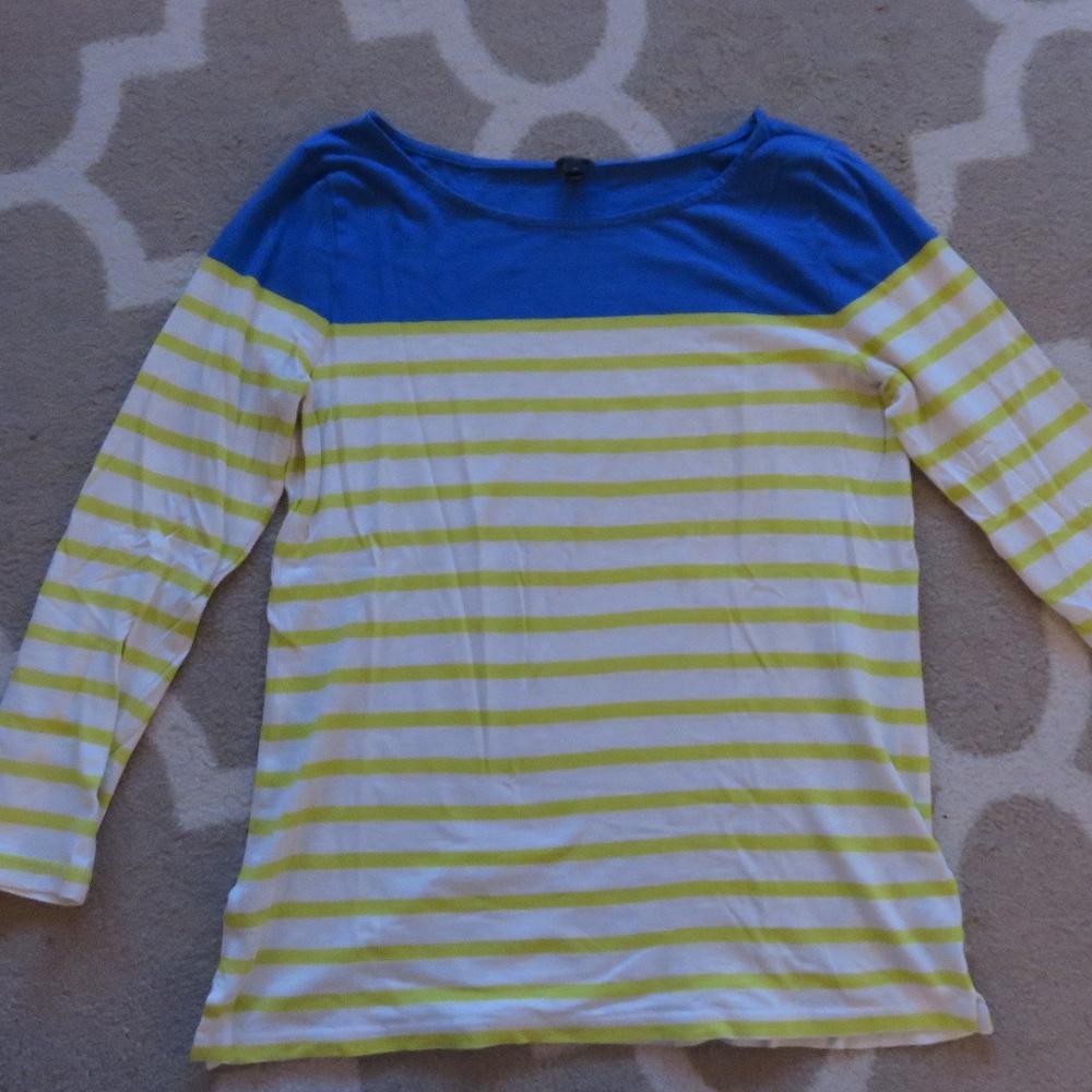 J Crew Colorblock Stripe Boatneck Top